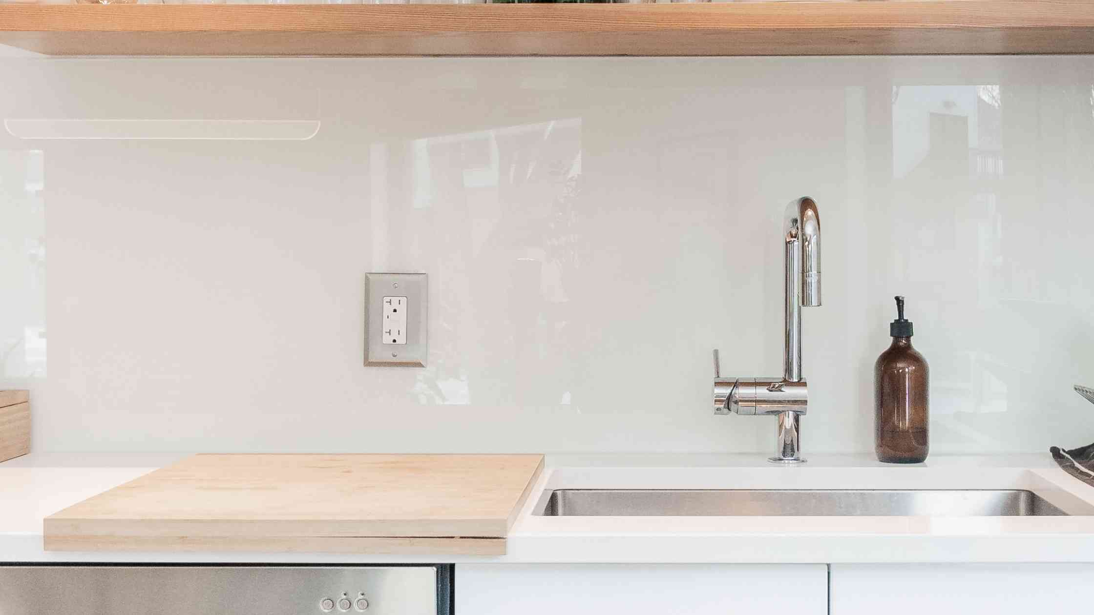 a sink with tap in kitchen.