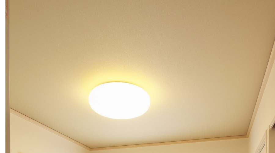 Flush mount LED light installed in the ceiling